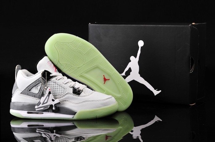 Nike Air Jordan Iv 4 Rougeoyant Retro Femmes Chaussures En Vente Blanc Gris